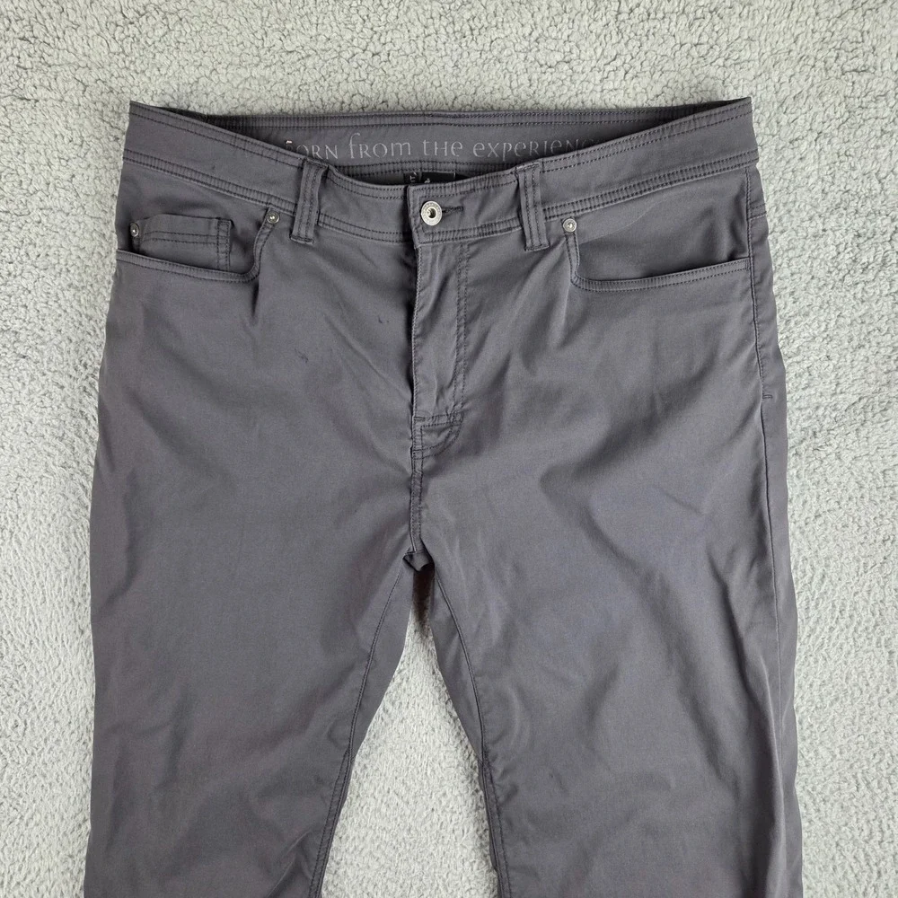 Prana Pants Mens 38x32‎ (36x30) Gray Brion Hiking Outdoor Stretch Slim Fit